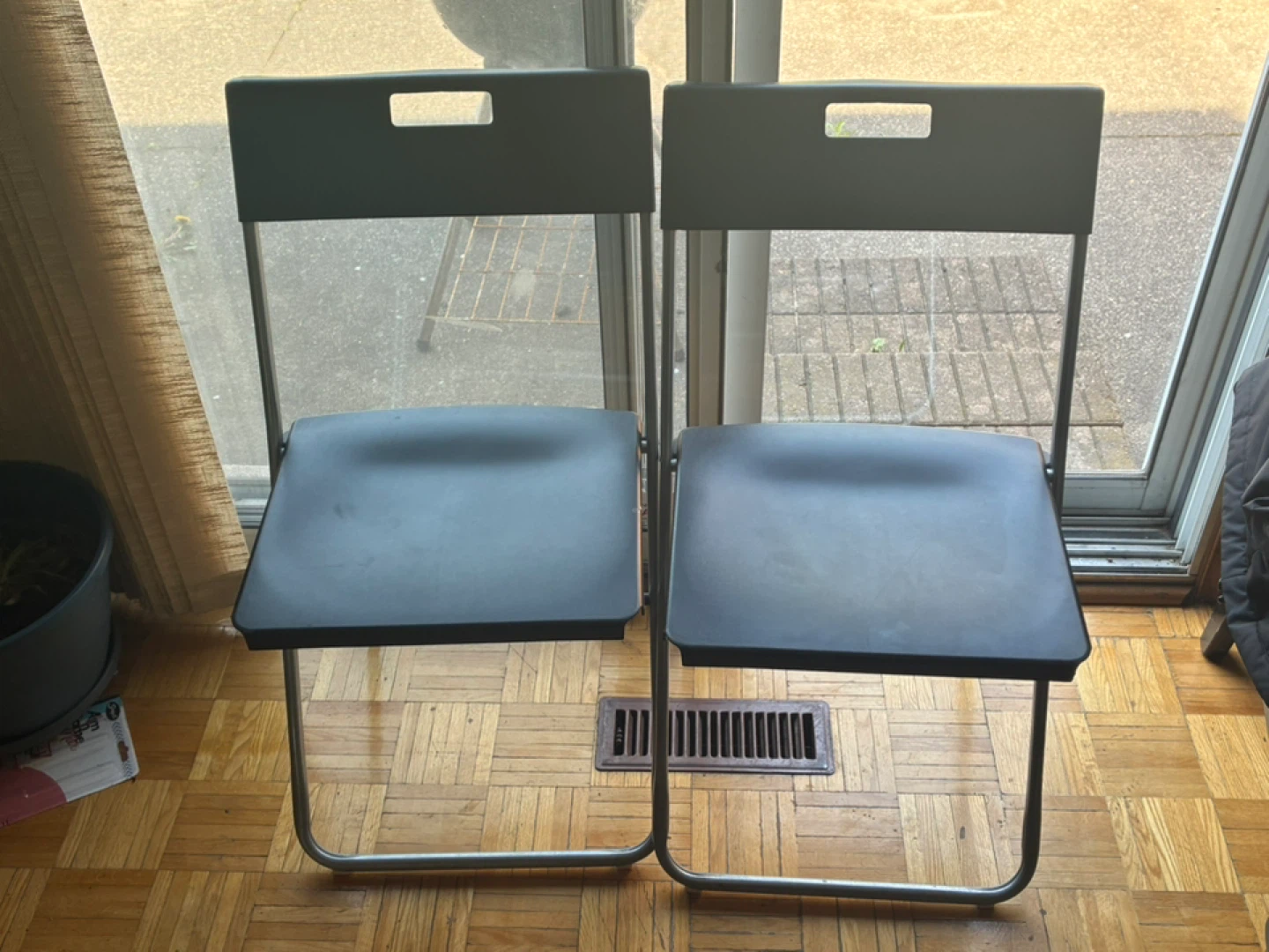 Pair of Black Folding Chairs