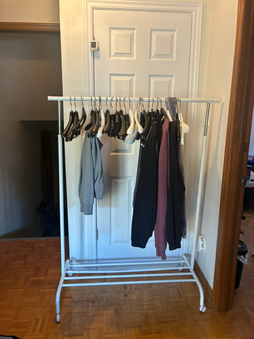 2x White Rolling Rack with Shelving