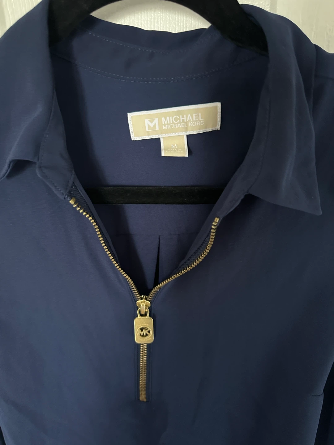 Michael Kors Sleeveless Navy Blue Zip Blouse - Medium - photo 2