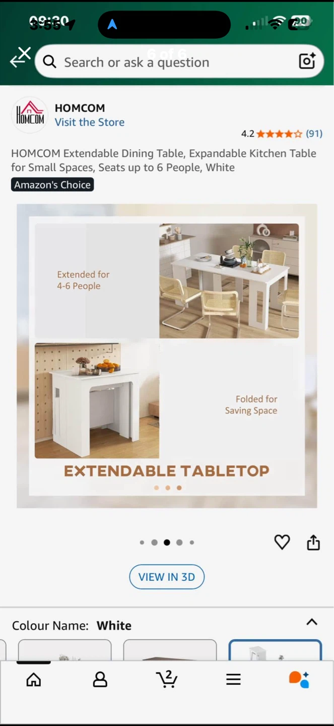 HOMCOM White Extendable Dining Table - photo 2