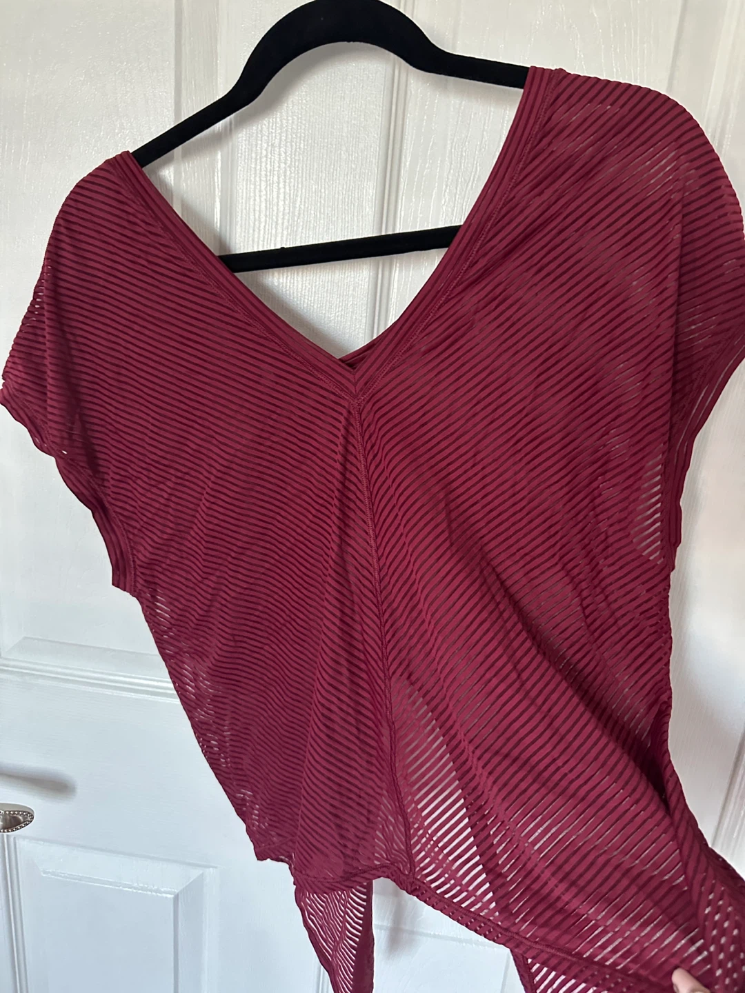 Lululemon Maroon Sheer Striped Short Sleeve Top - photo 3