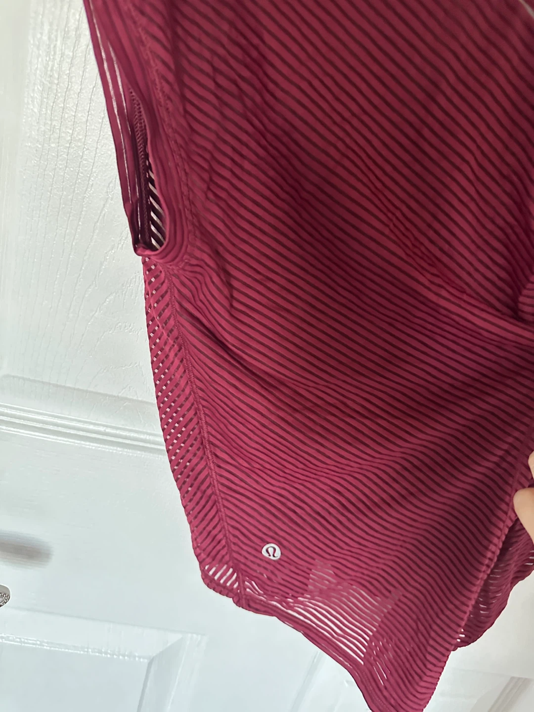 Lululemon Maroon Sheer Striped Short Sleeve Top - photo 2