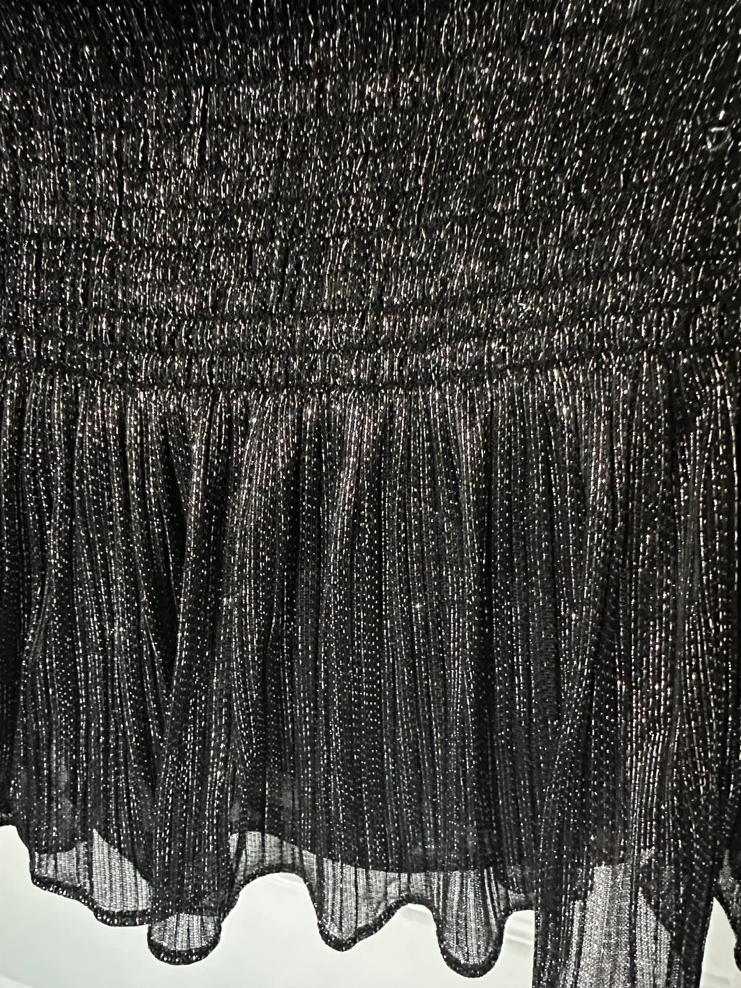 Zara Black Metallic Smocked Peplum Top Size L - photo 5