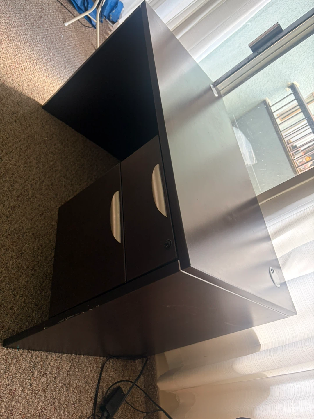 Dark Brown Desk with Two Drawers - photo 2