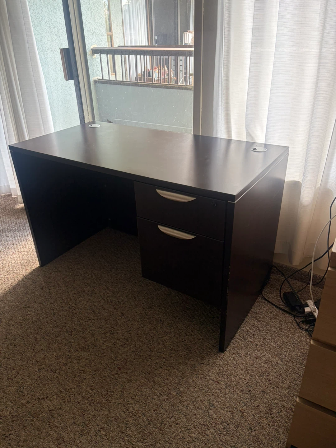 Dark Brown Desk with Two Drawers - photo 4