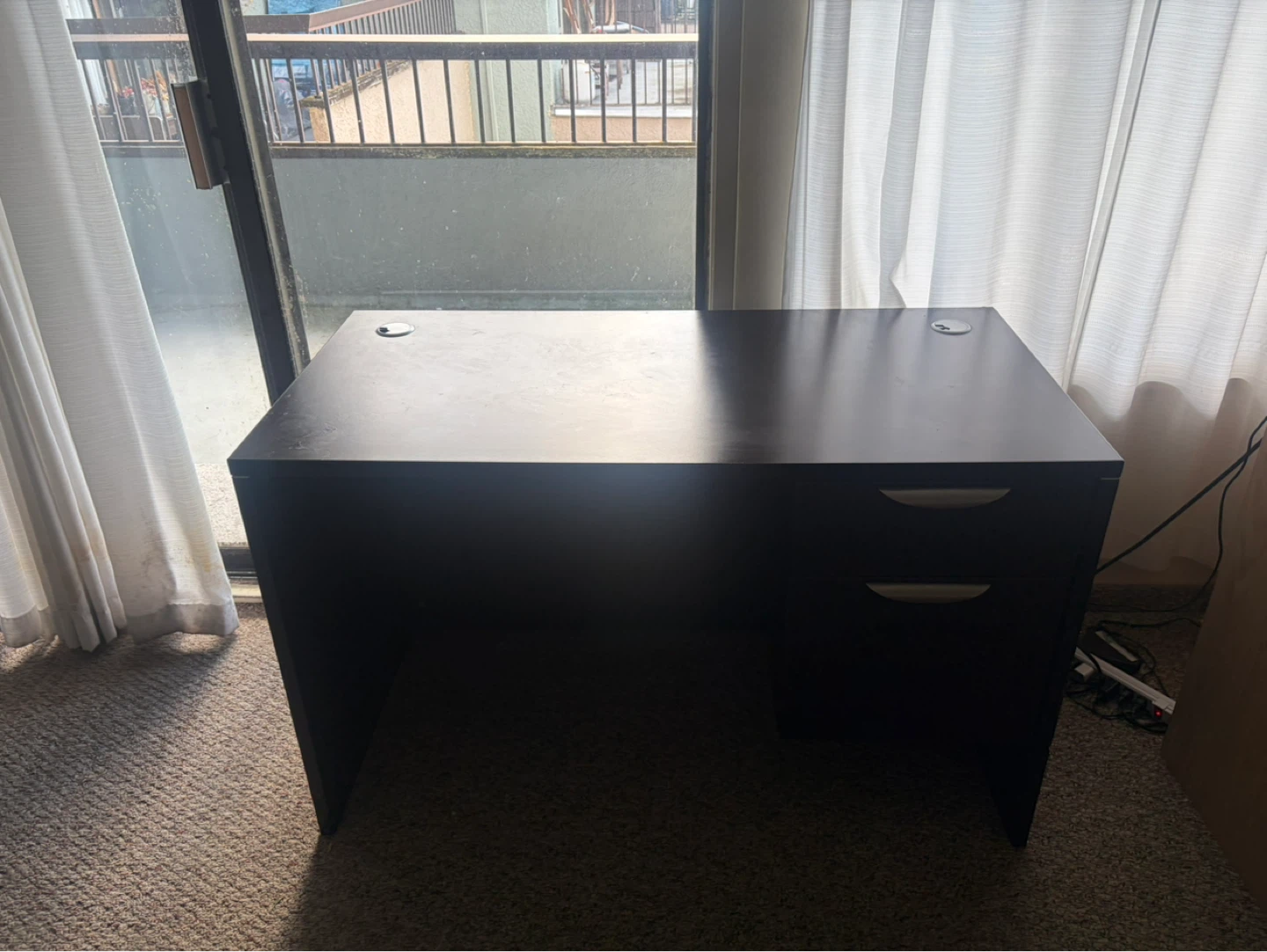 Dark Brown Desk with Two Drawers - photo 3