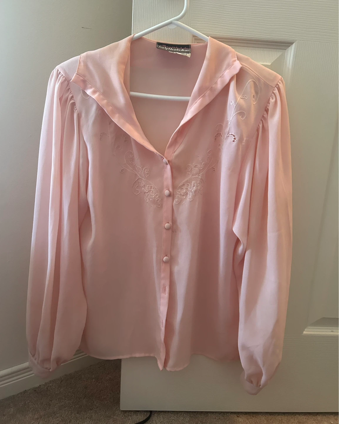 Lady Manhattan Pink Embroidered Blouse Size 8