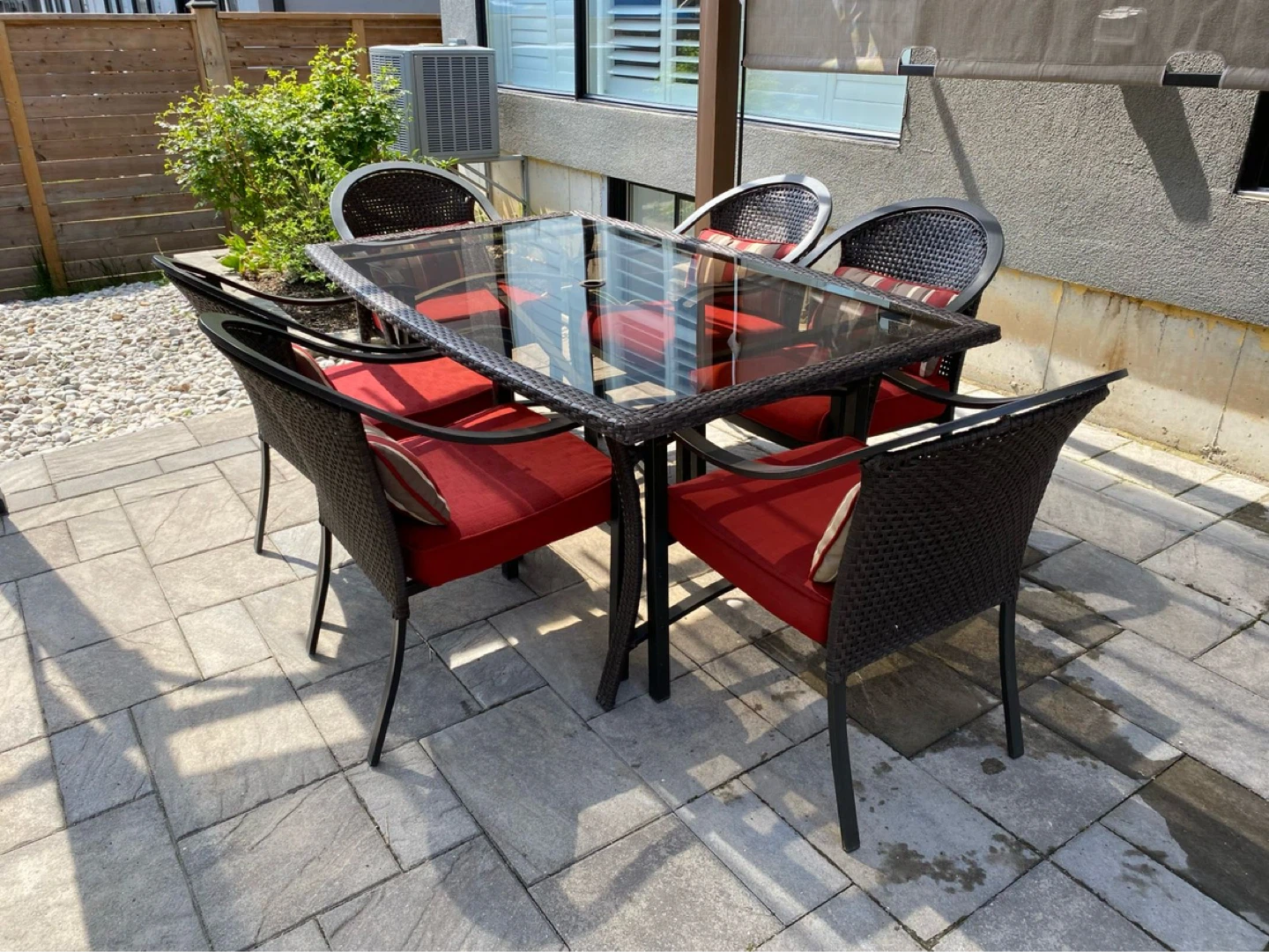Patio Dining Set with Glass Table and 6 Chairs
