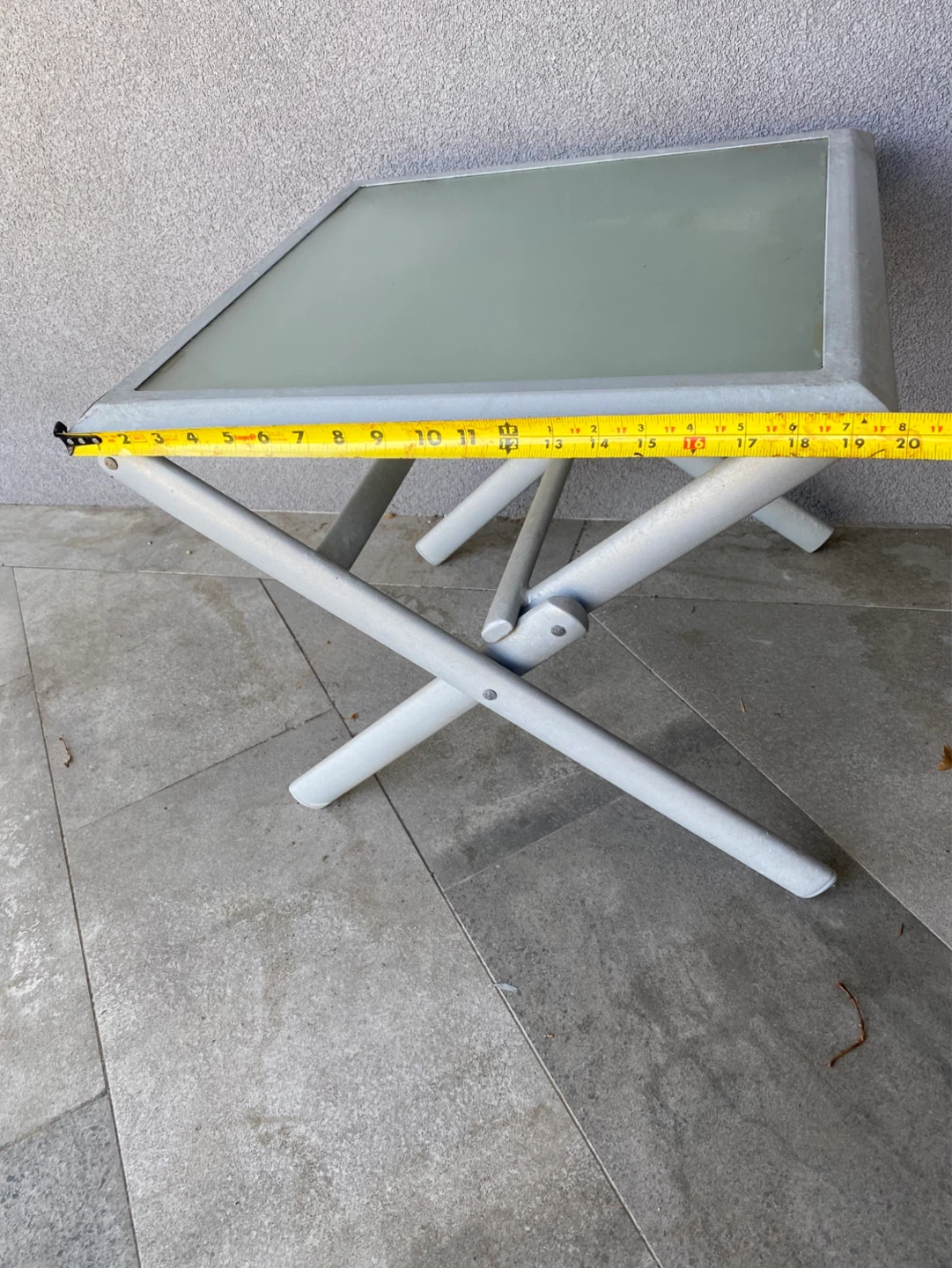 Patio side table  with Frosted Glass Top