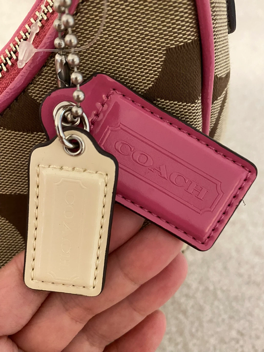 Coach Signature Monogram Hobo Bag with Pink Trim - photo 3