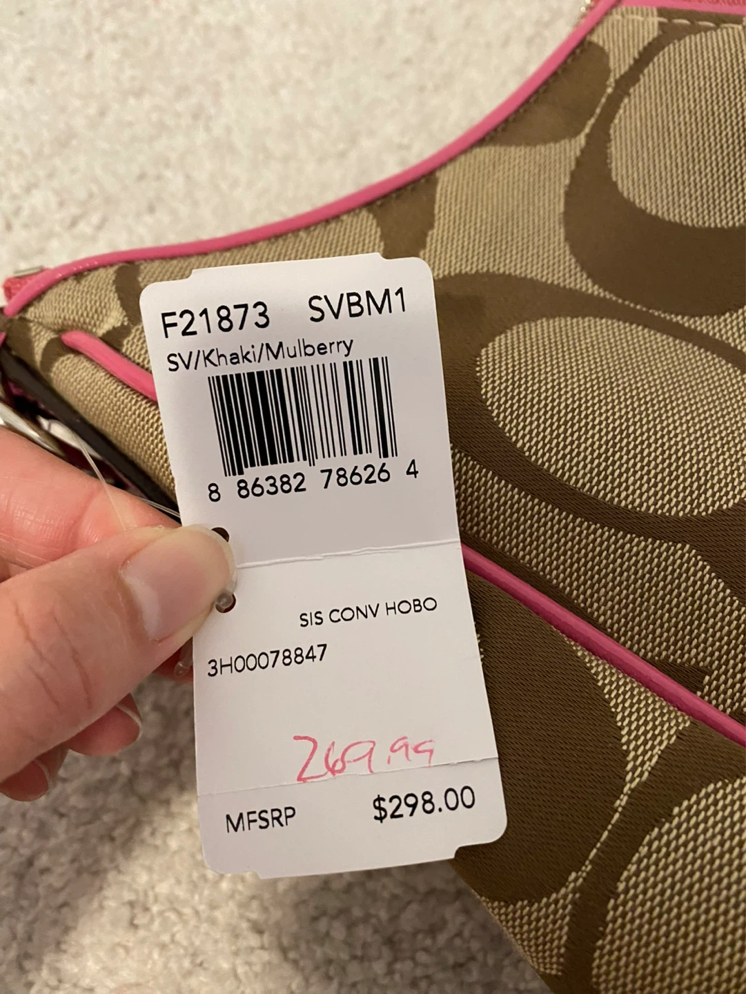 Coach Signature Monogram Hobo Bag with Pink Trim - photo 5
