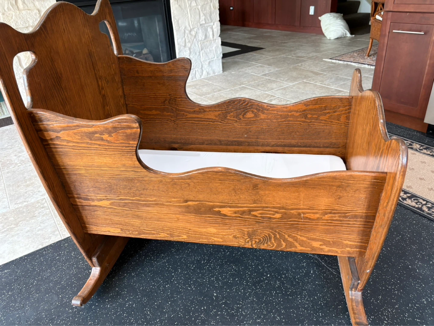 Vintage Wooden Rocking Cradle