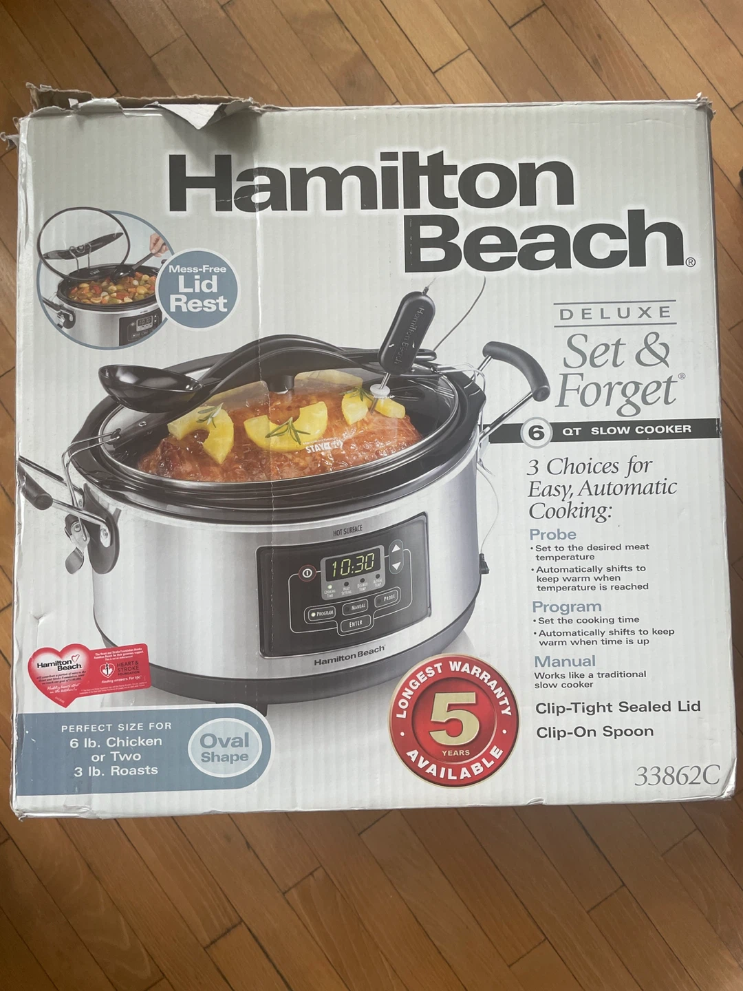 Hamilton Beach 6 Qt Set & Forget Slow Cooker with Digital Probe