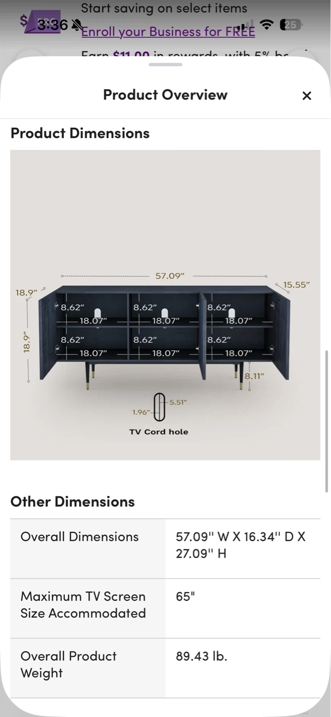 TV Stand with Cabinets and Shelves - photo 3