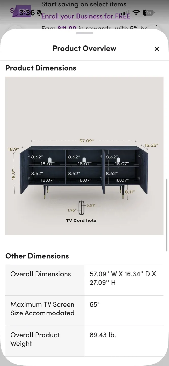 TV Stand with Cabinets and Shelves - photo 3