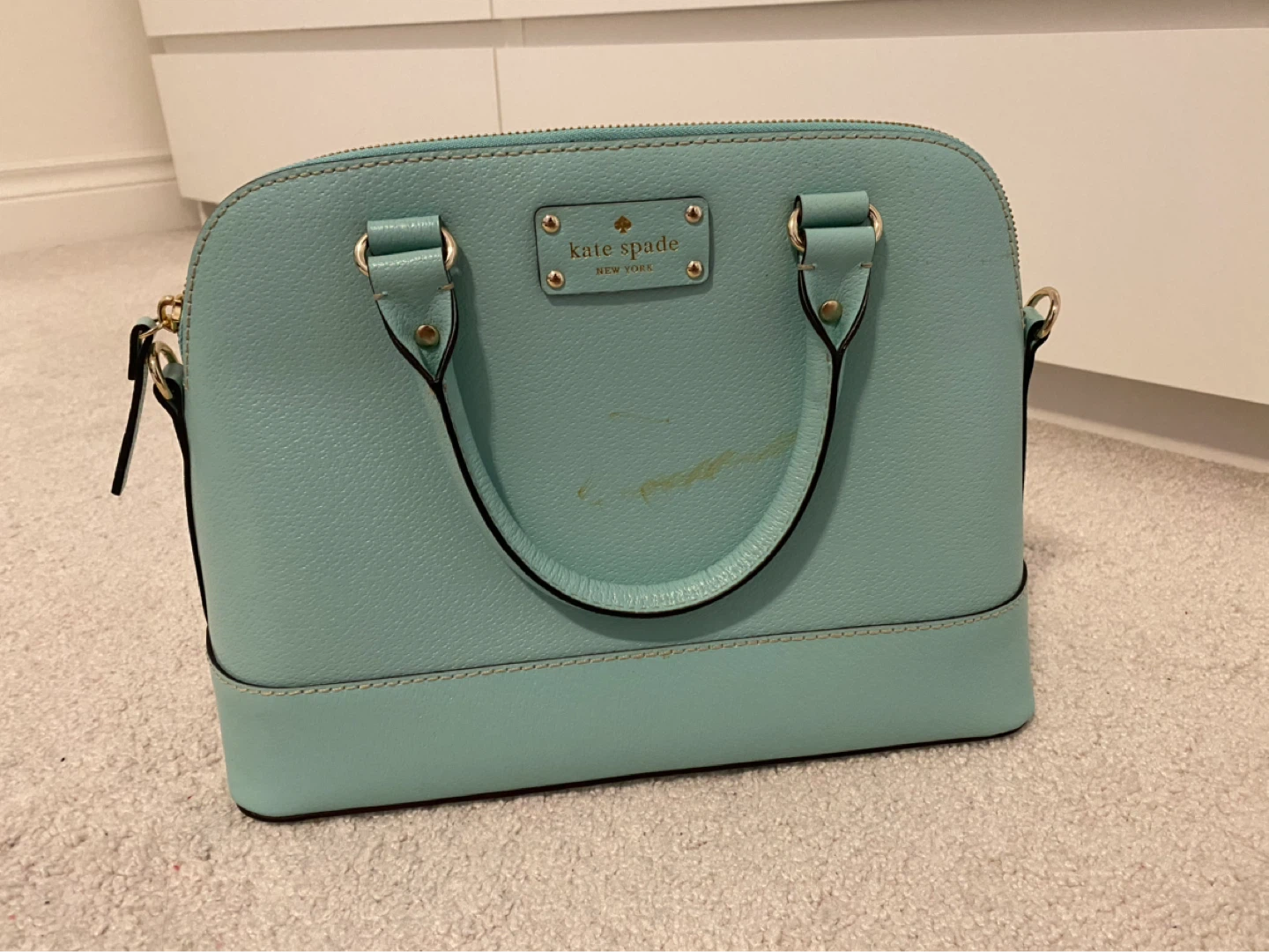 Kate Spade Teal Leather Dome Satchel Handbag