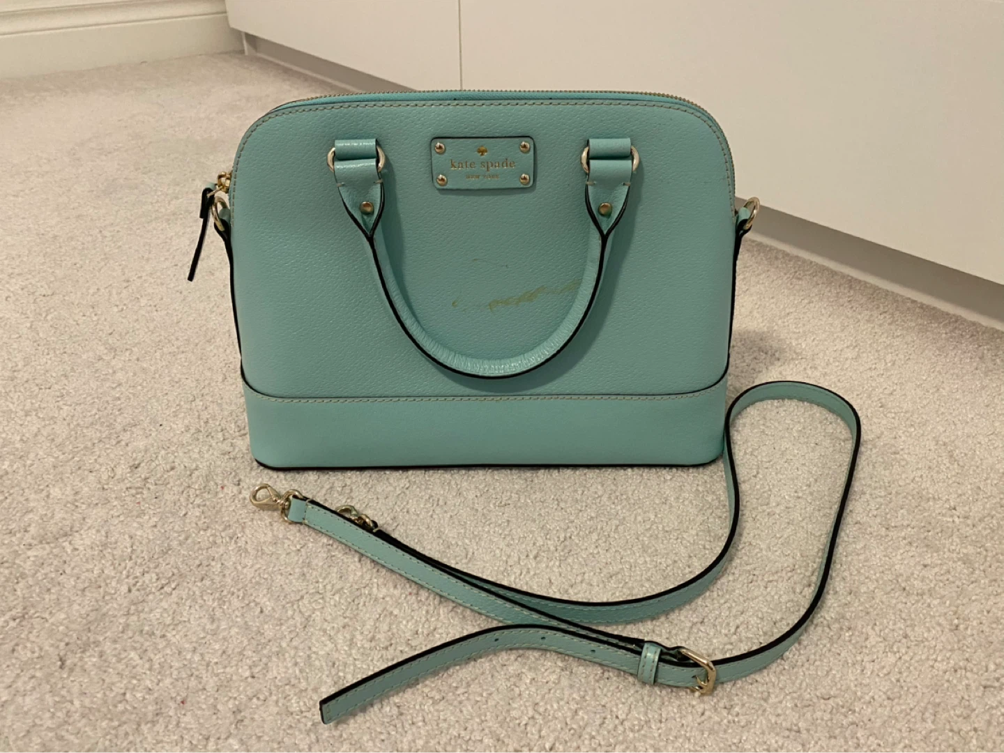Kate Spade Teal Leather Dome Satchel Handbag - photo 3