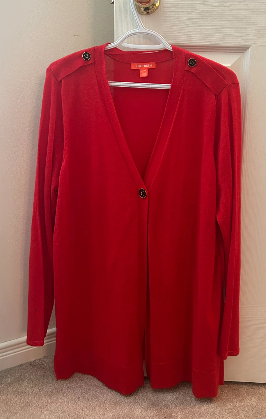Joe Fresh Red V-Neck Cardigan Sweater