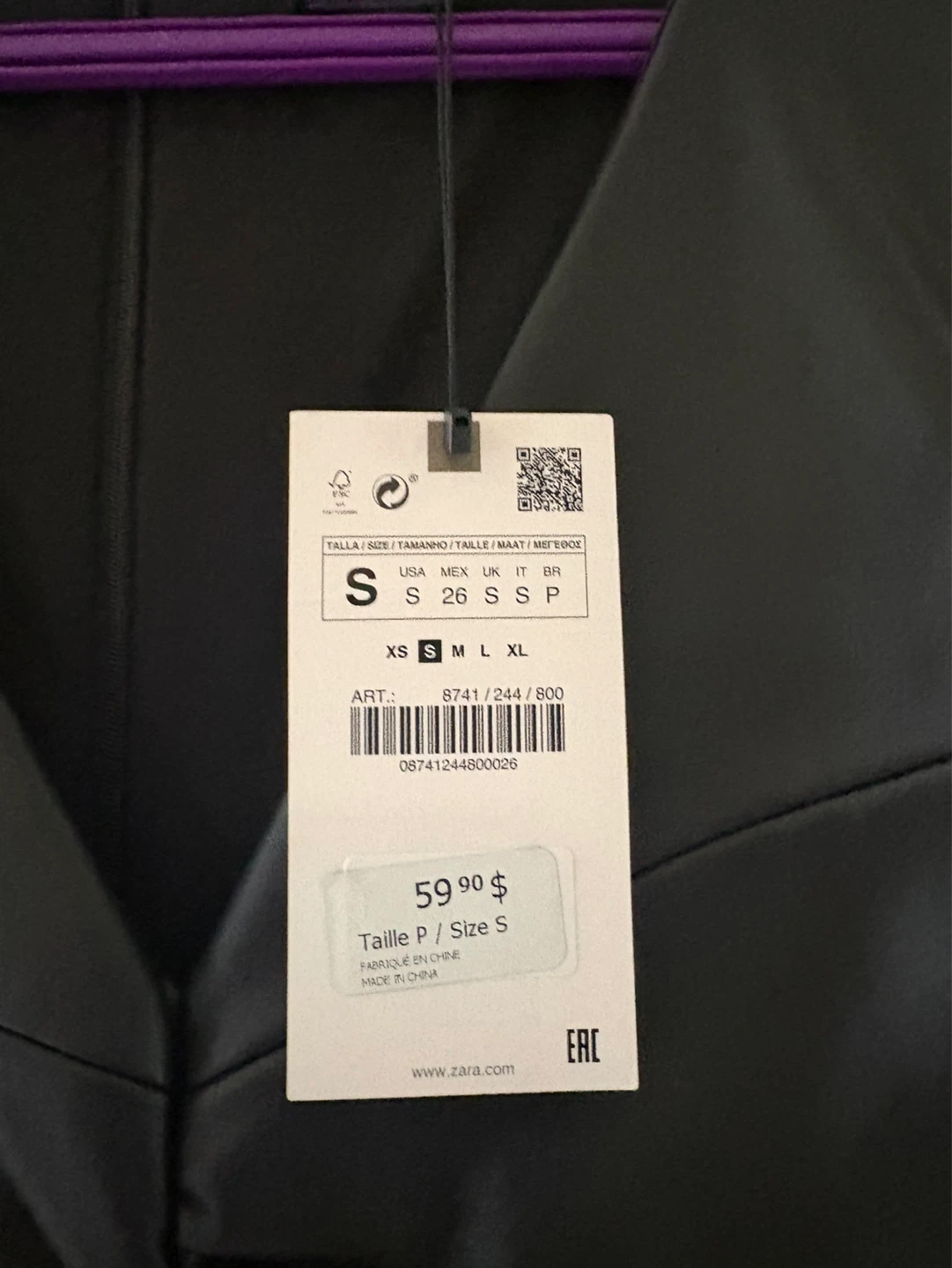 Zara Black Faux Leather Ruched Dress - Size S - photo 3