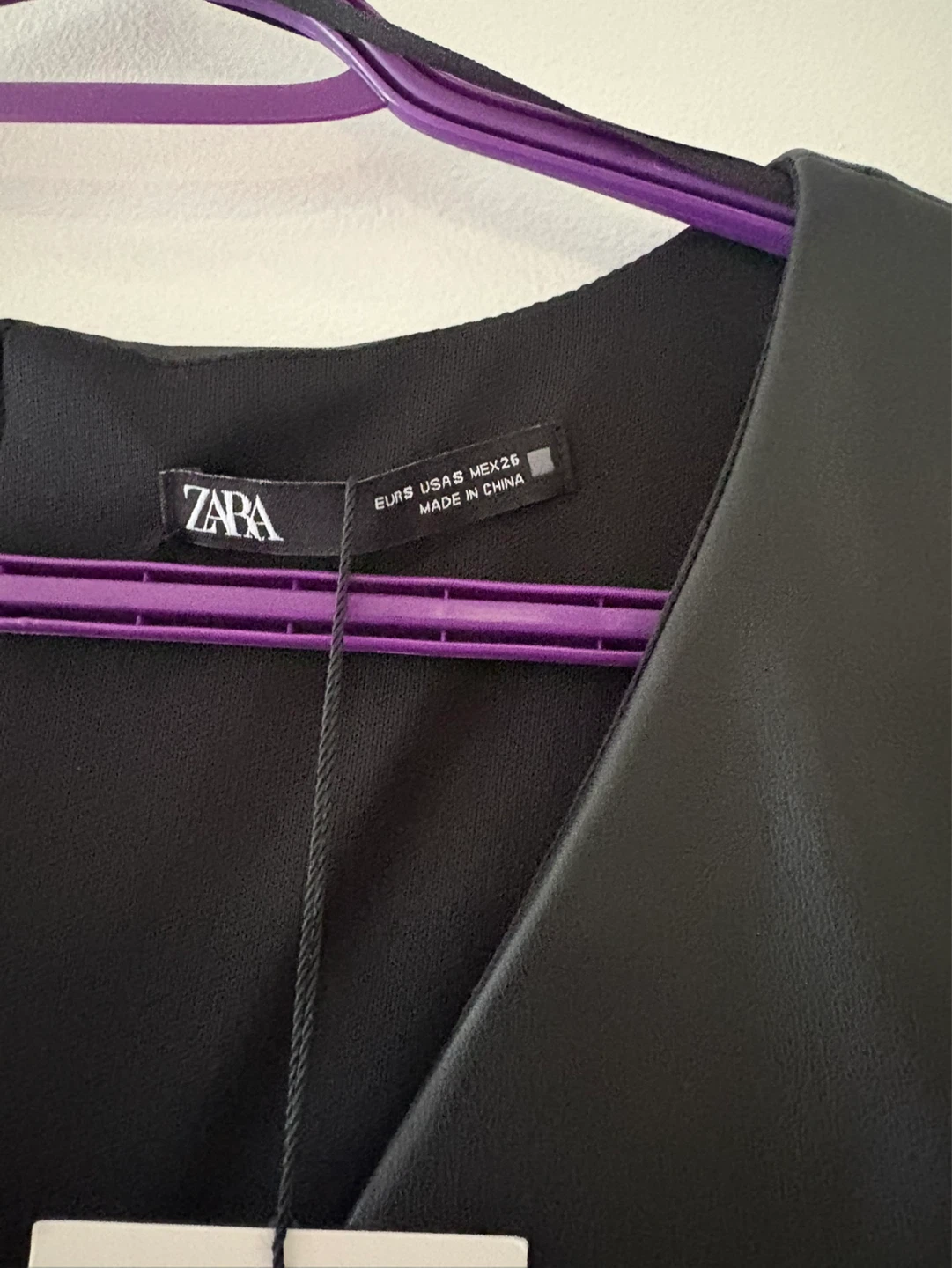 Zara Black Faux Leather Ruched Dress - Size S - photo 2