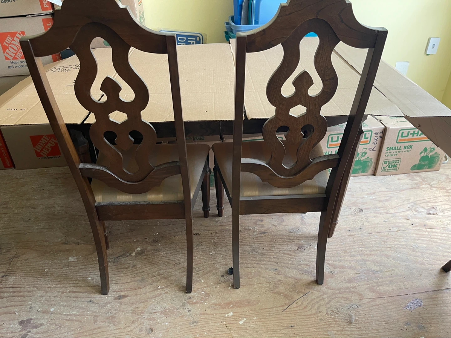Wooden Dining Table with Leaf Inserts and hutch buffet in