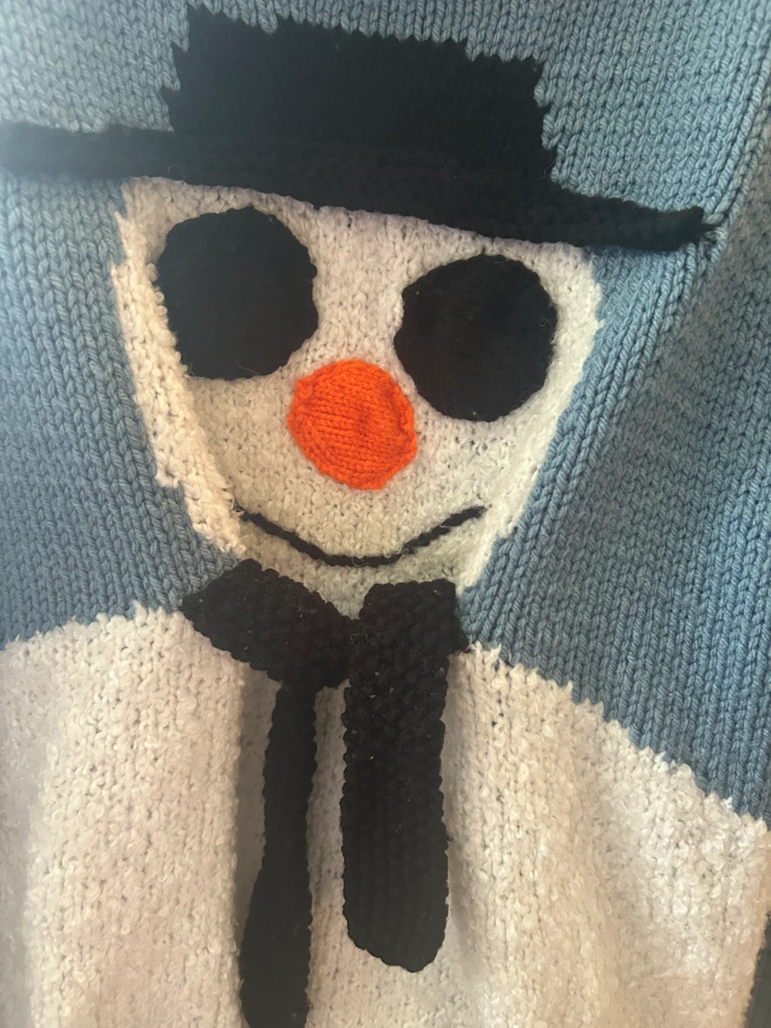 Hand-Knitted Snowman Sweater - photo 2