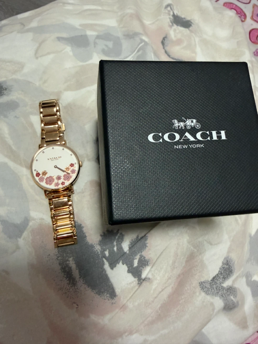 Coach New York Rose Gold Tone Floral Watch