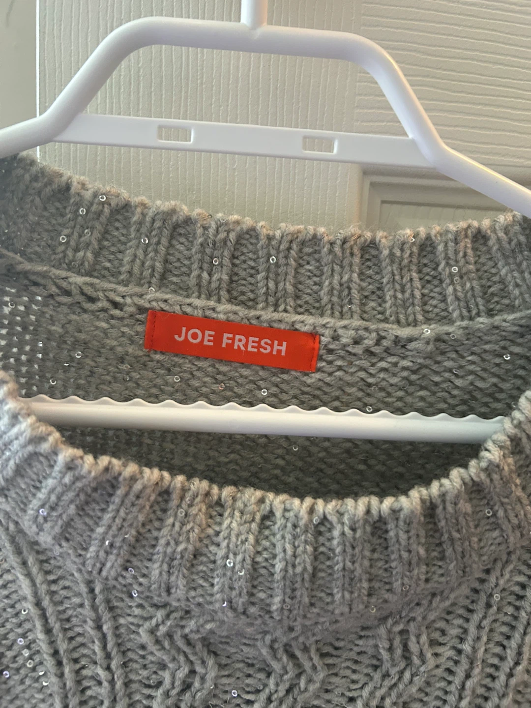 Joe Fresh Grey Cable Knit Sweater with Sparkles - photo 2