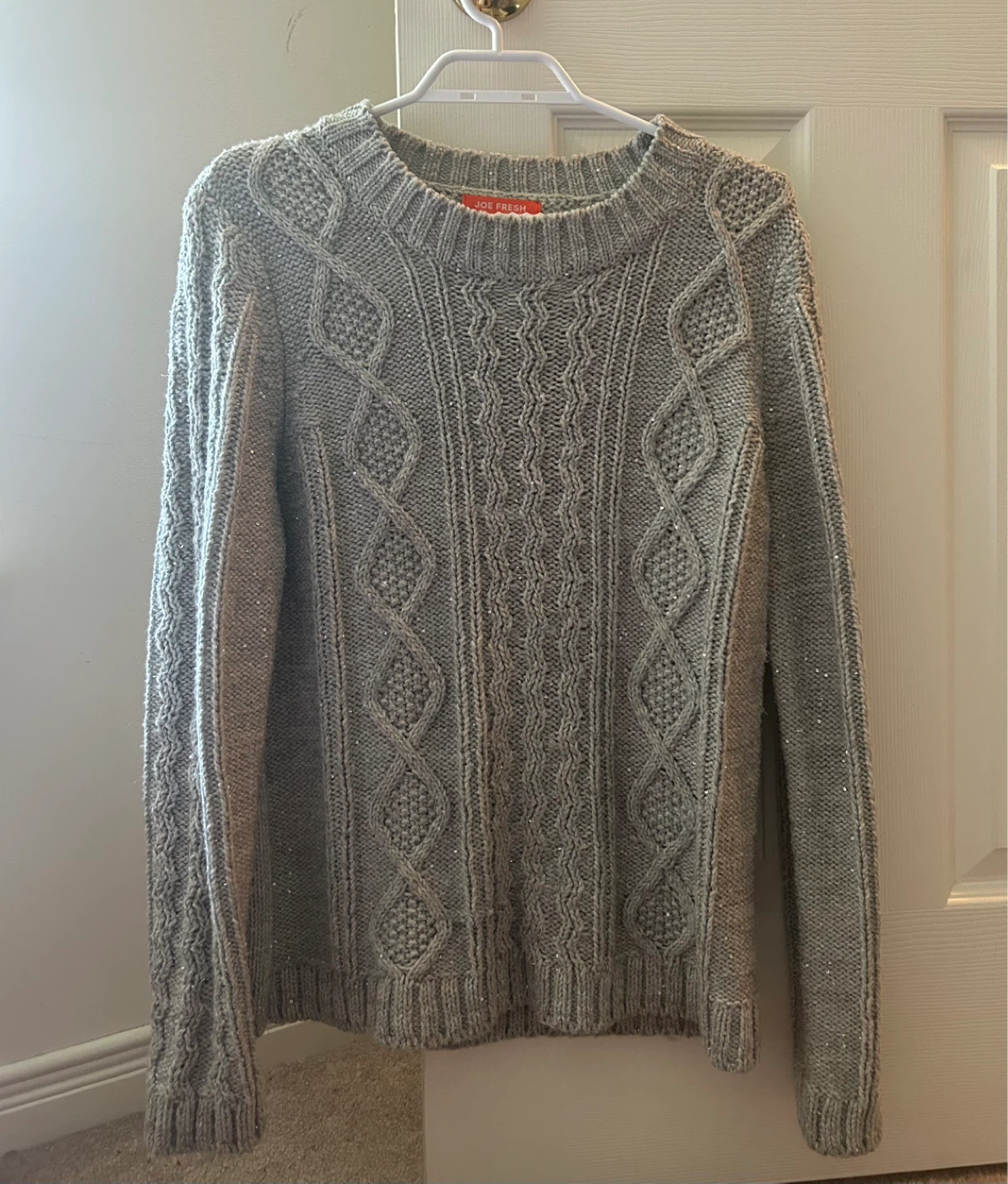 Joe Fresh Grey Cable Knit Sweater with Sparkles