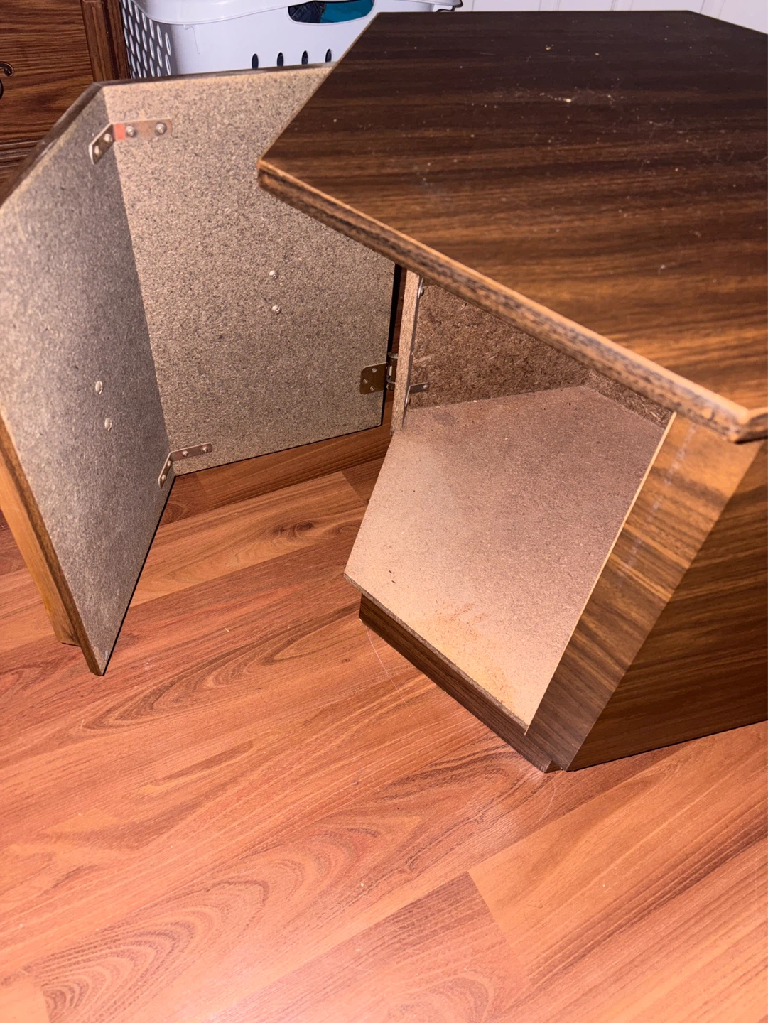 Vintage Hexagonal End Table with Cabinet - photo 2