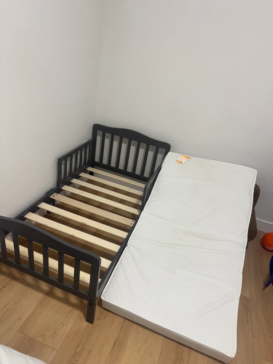 Grey Toddler Bed Frame with Mattress