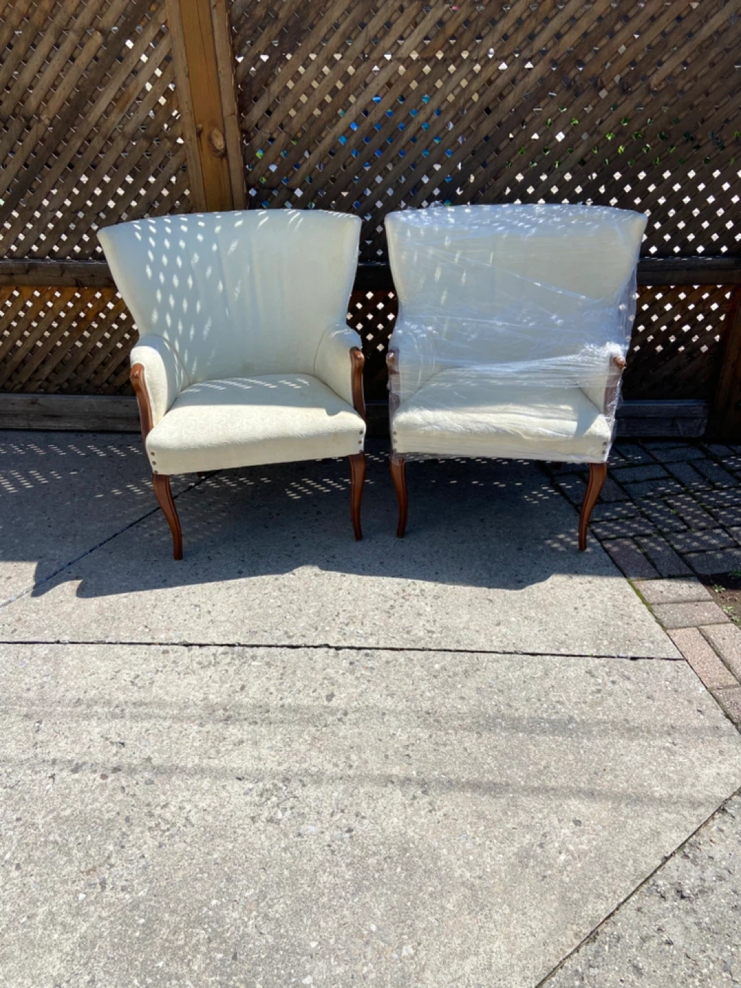 2 Cream Upholstered Accent Armchair