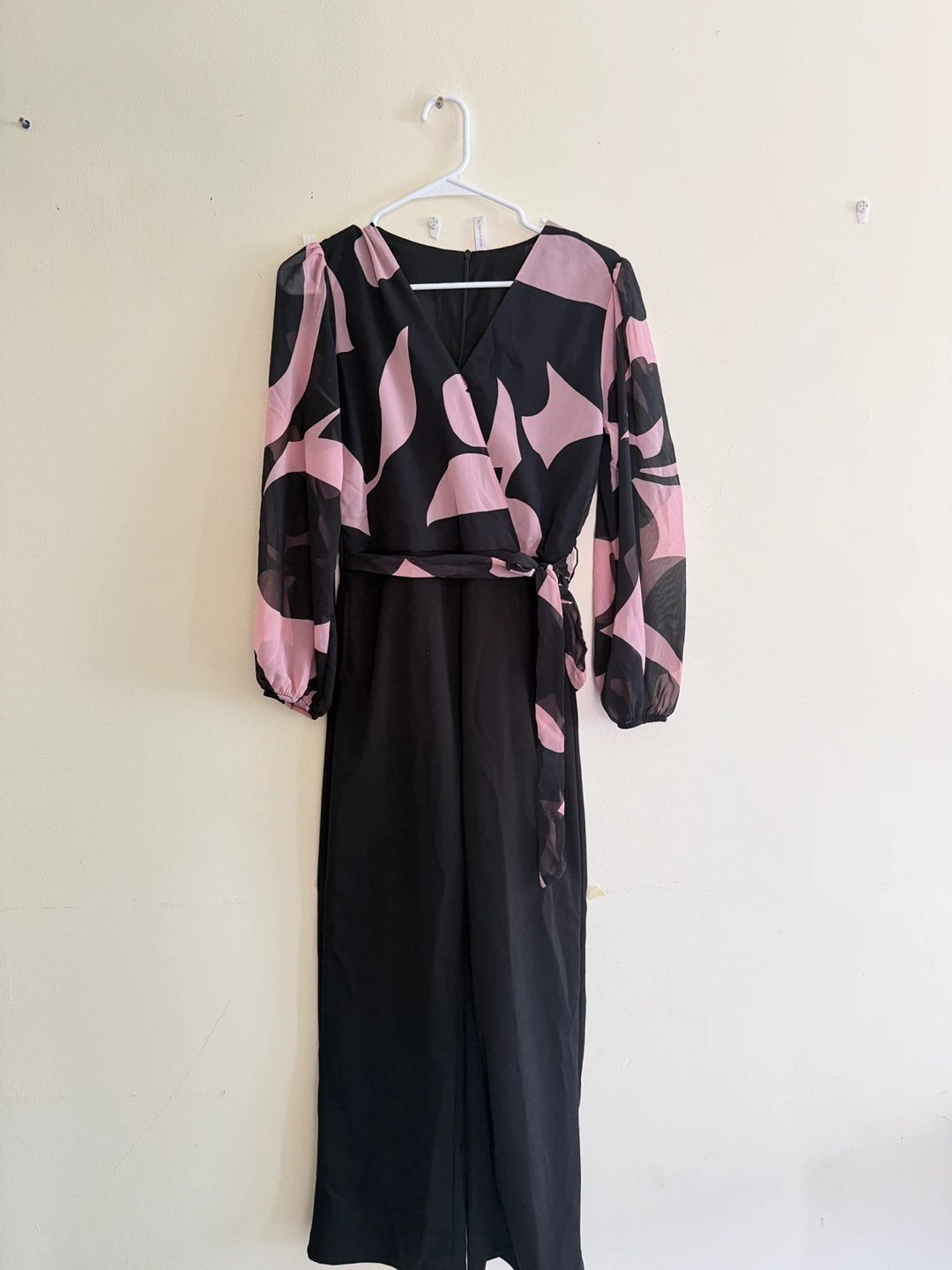 Black and Pink Geometric Print Jumpsuit