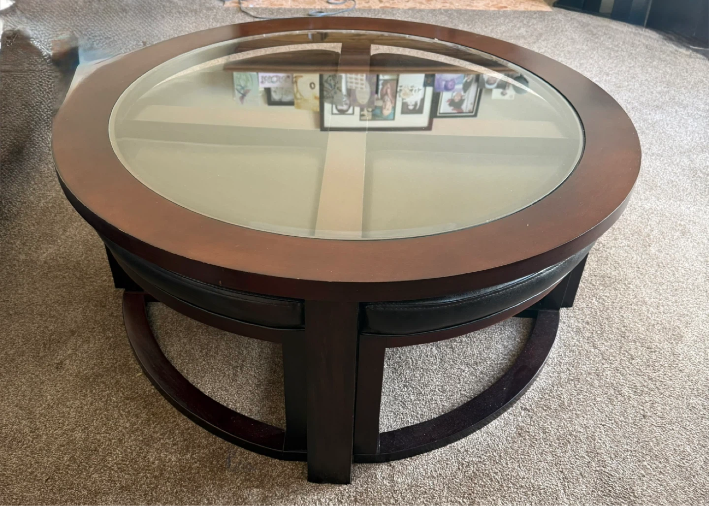 Round Coffee Table with 4 Ottomans & 2 Side Tables - photo 3