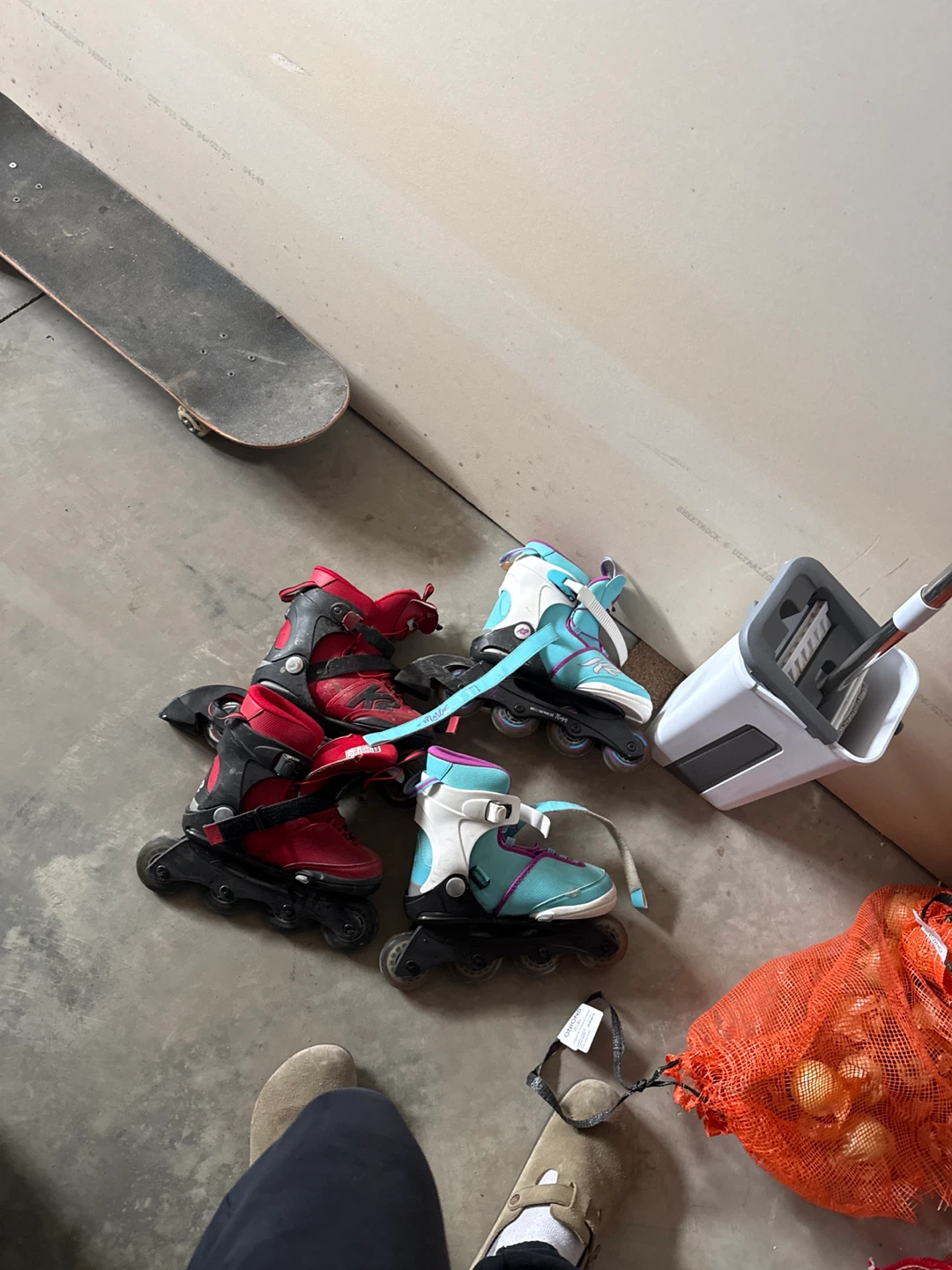 Pair of Kids' Inline Skates - Red and Teal