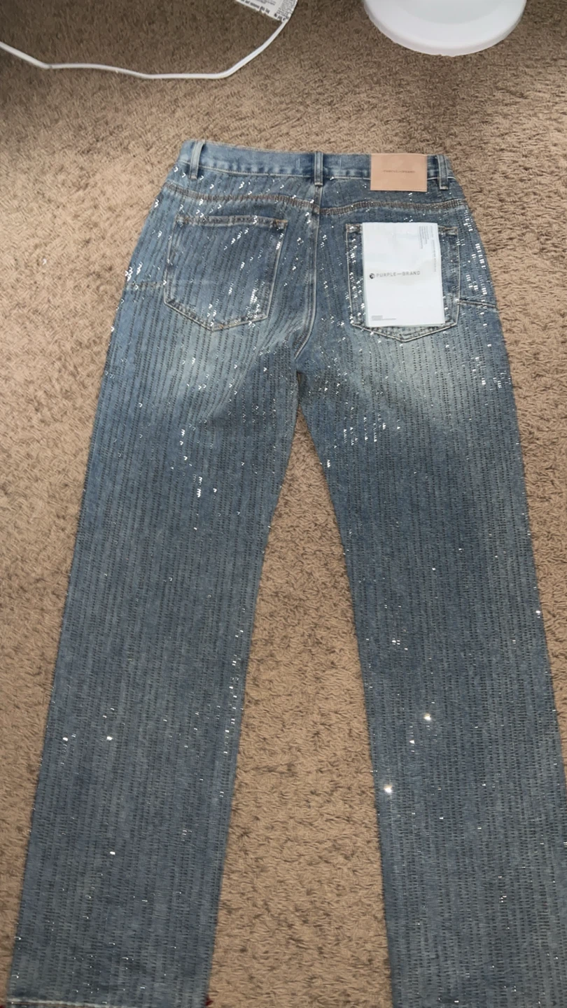 Rhinestone purple brand jeans - photo 2