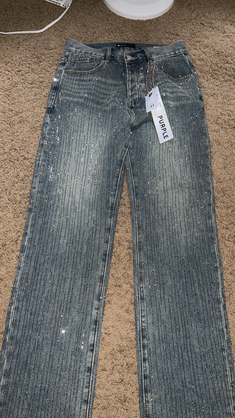 Rhinestone purple brand jeans