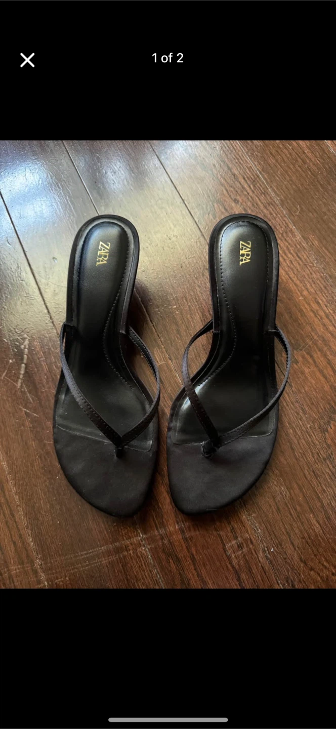 ZARA Black Thong Heeled Sandals