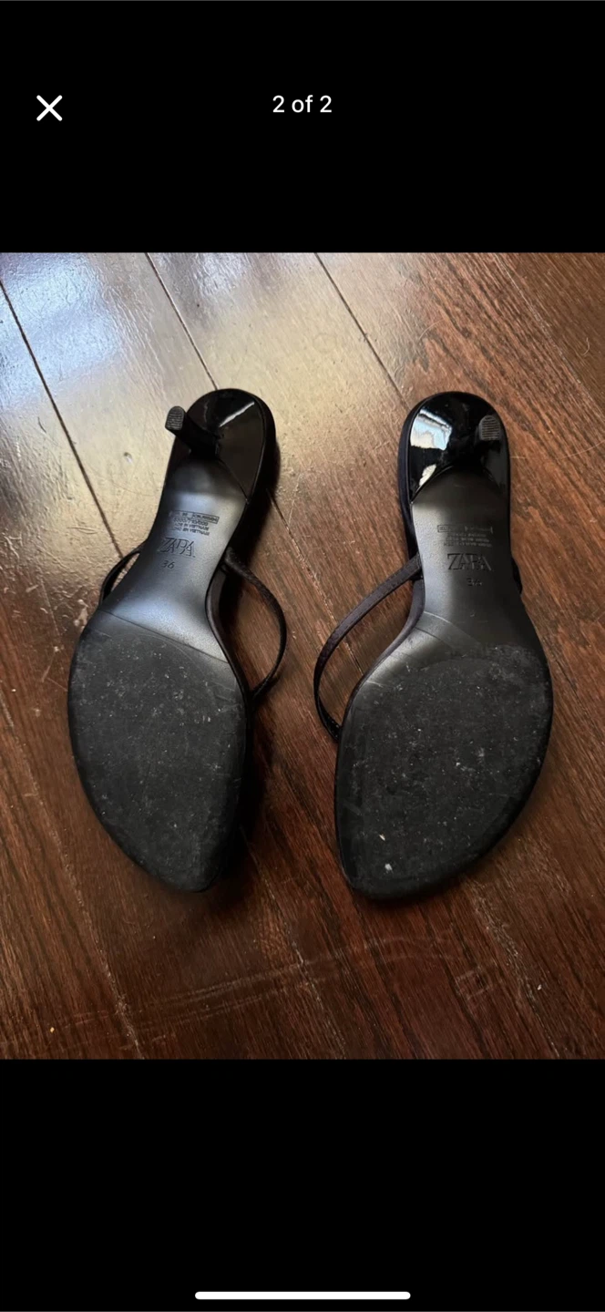 ZARA Black Thong Heeled Sandals - photo 2