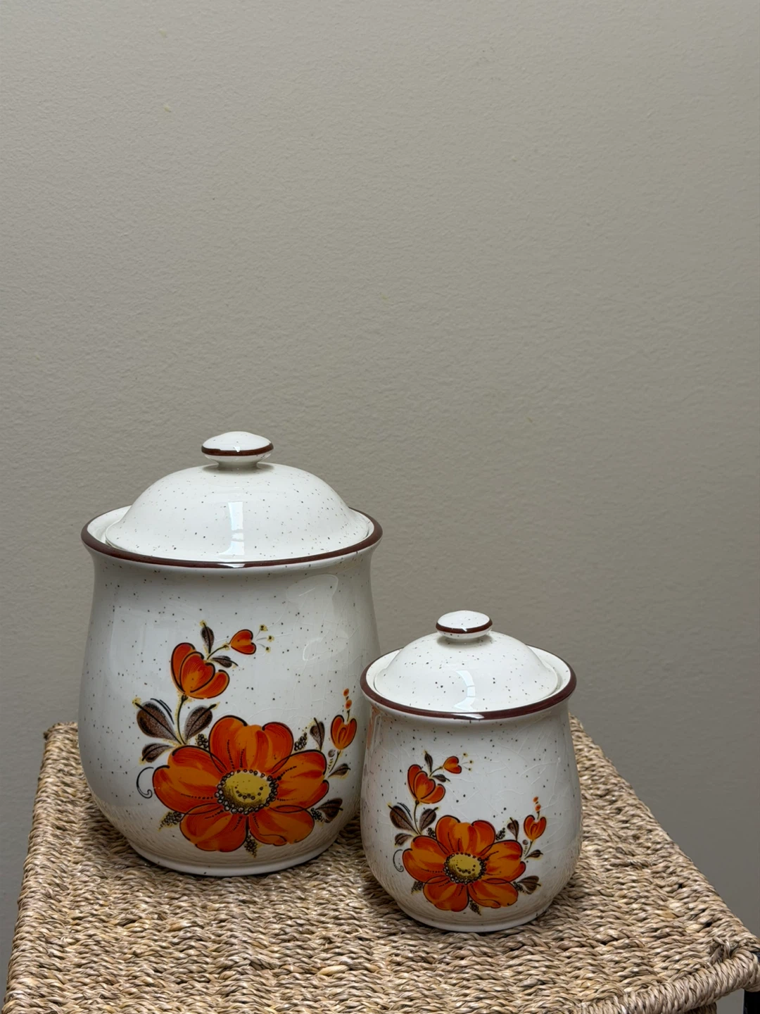 Vintage Ceramic Canister Set with Floral Design