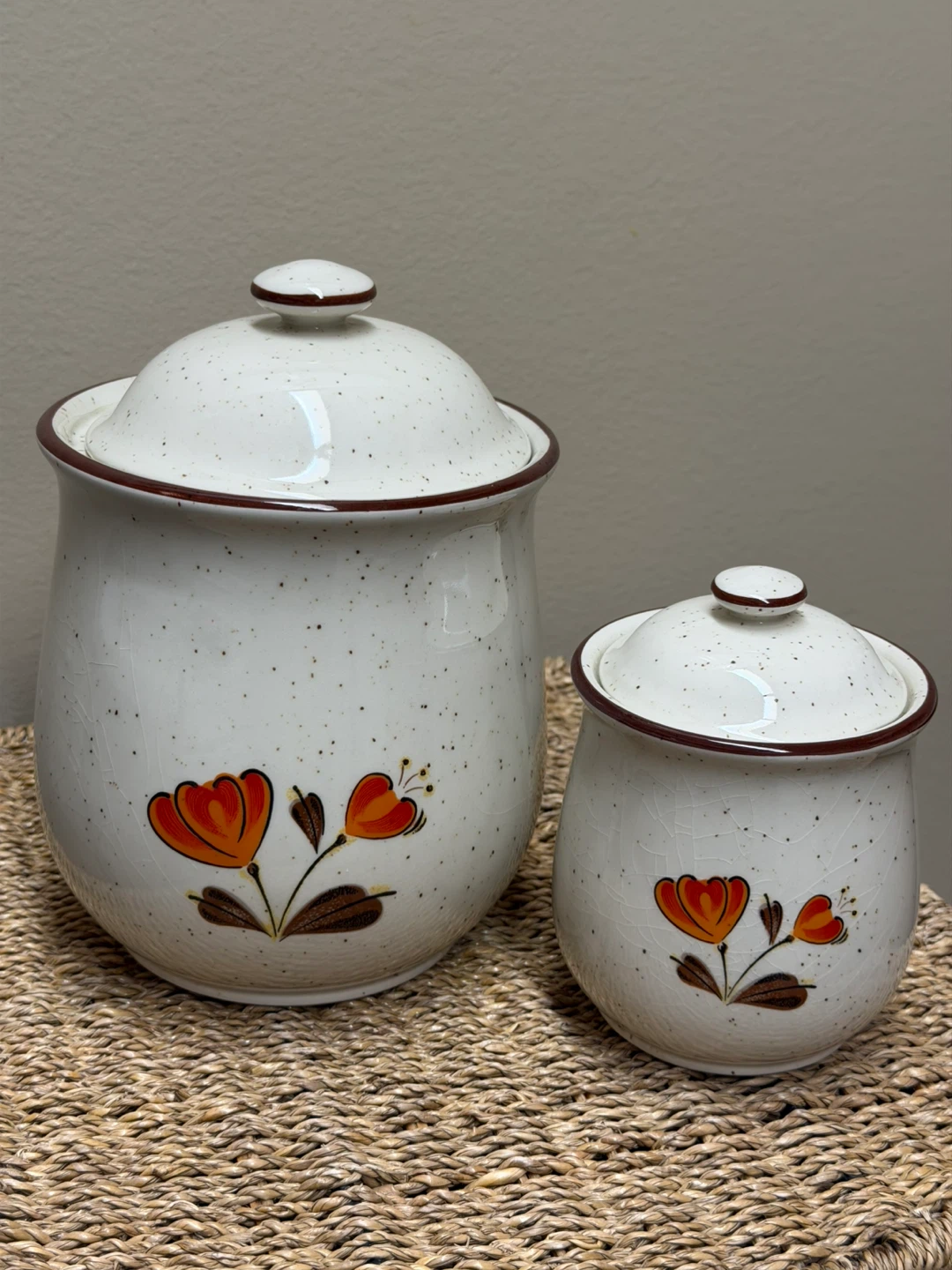 Vintage Ceramic Canister Set with Floral Design - photo 3