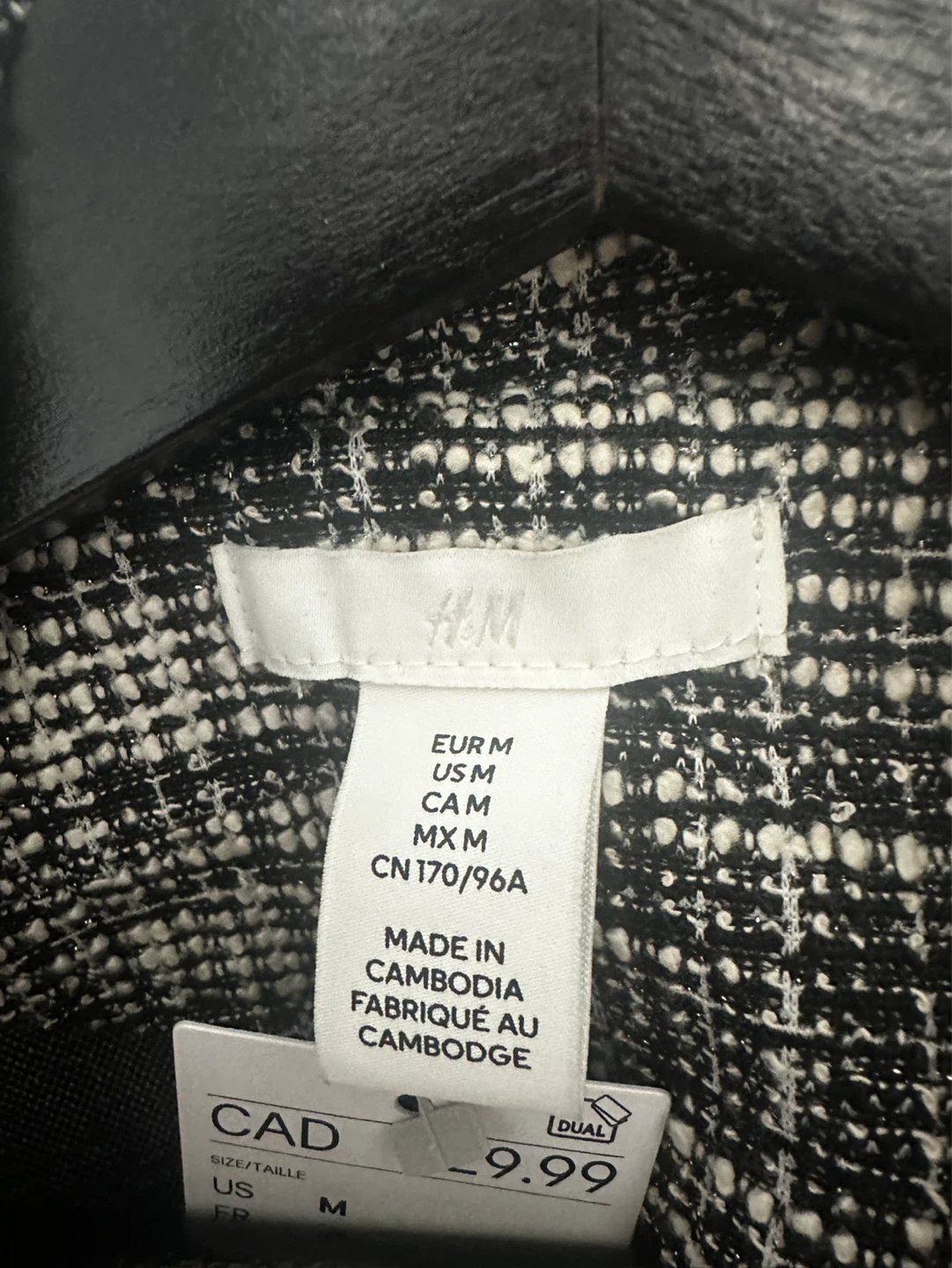 New H&M Black and White Plaid Cropped Jacket - Size M - photo 3