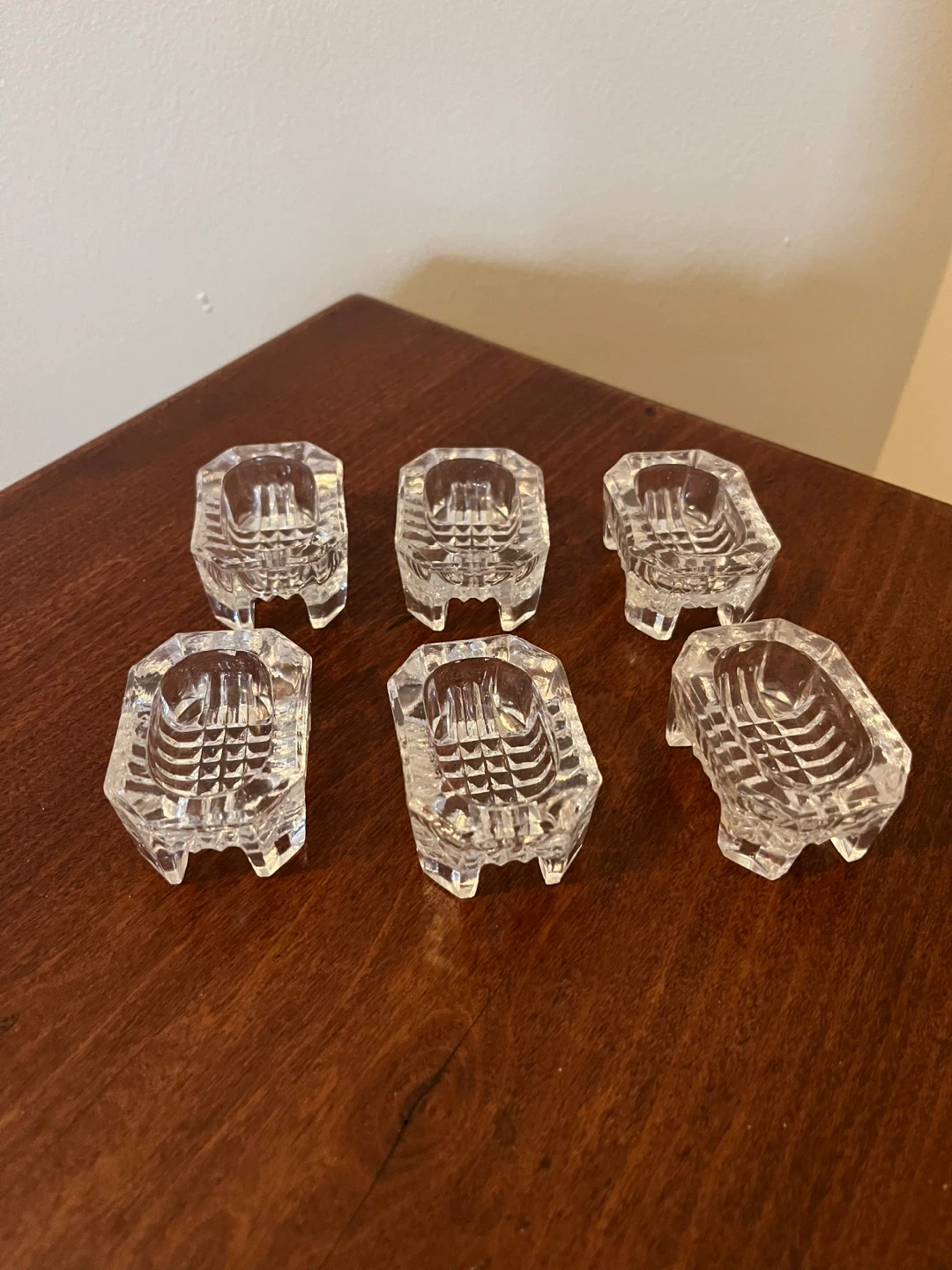 Set of 6 Crystal Glass Salt Cellars