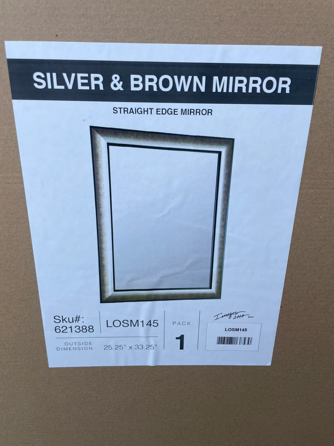 Silver & Brown Straight Edge Mirror - photo 2