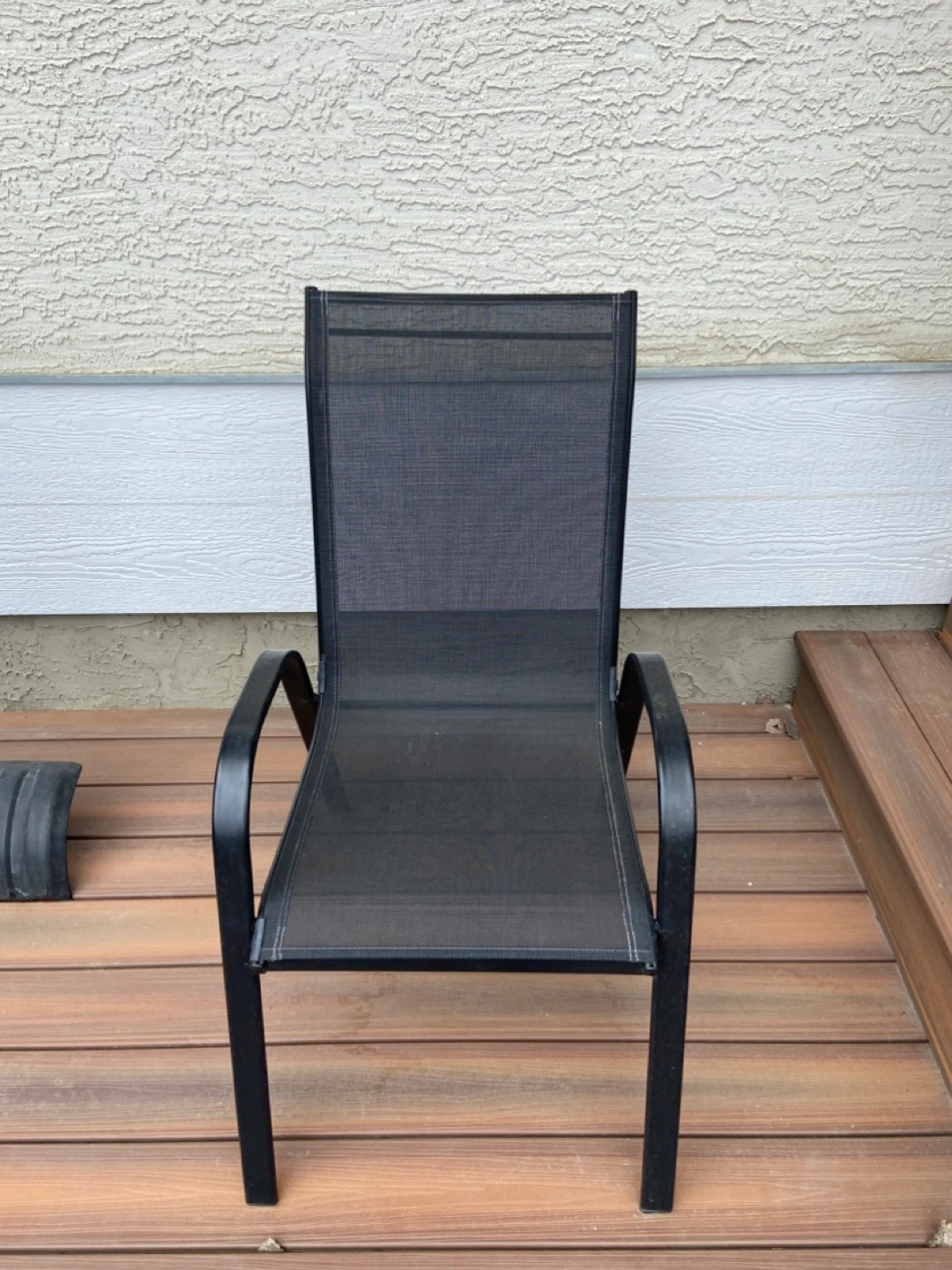 Black Outdoor Dining Set - Table and Stackable Chairs - photo 2
