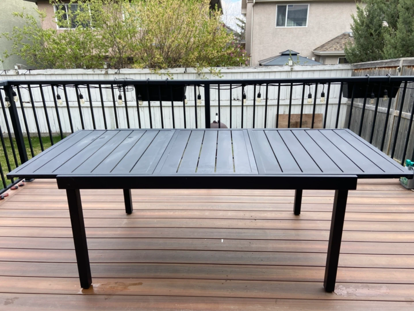 Black Outdoor Dining Set - Table and Stackable Chairs
