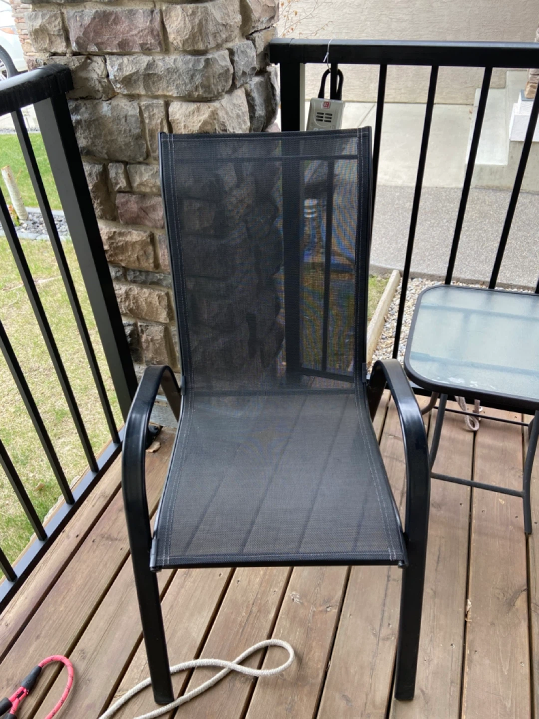 Black Outdoor Dining Set - Table and Stackable Chairs - photo 3