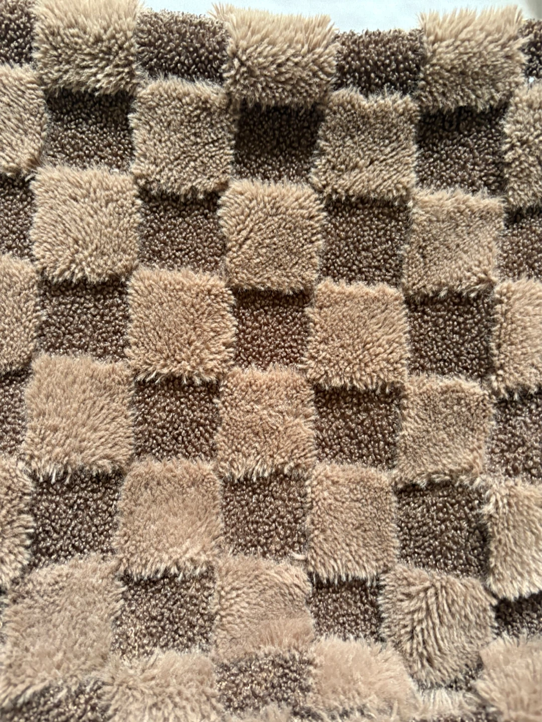 Brown Checkerboard Faux Fur Shoulder Bag - photo 3