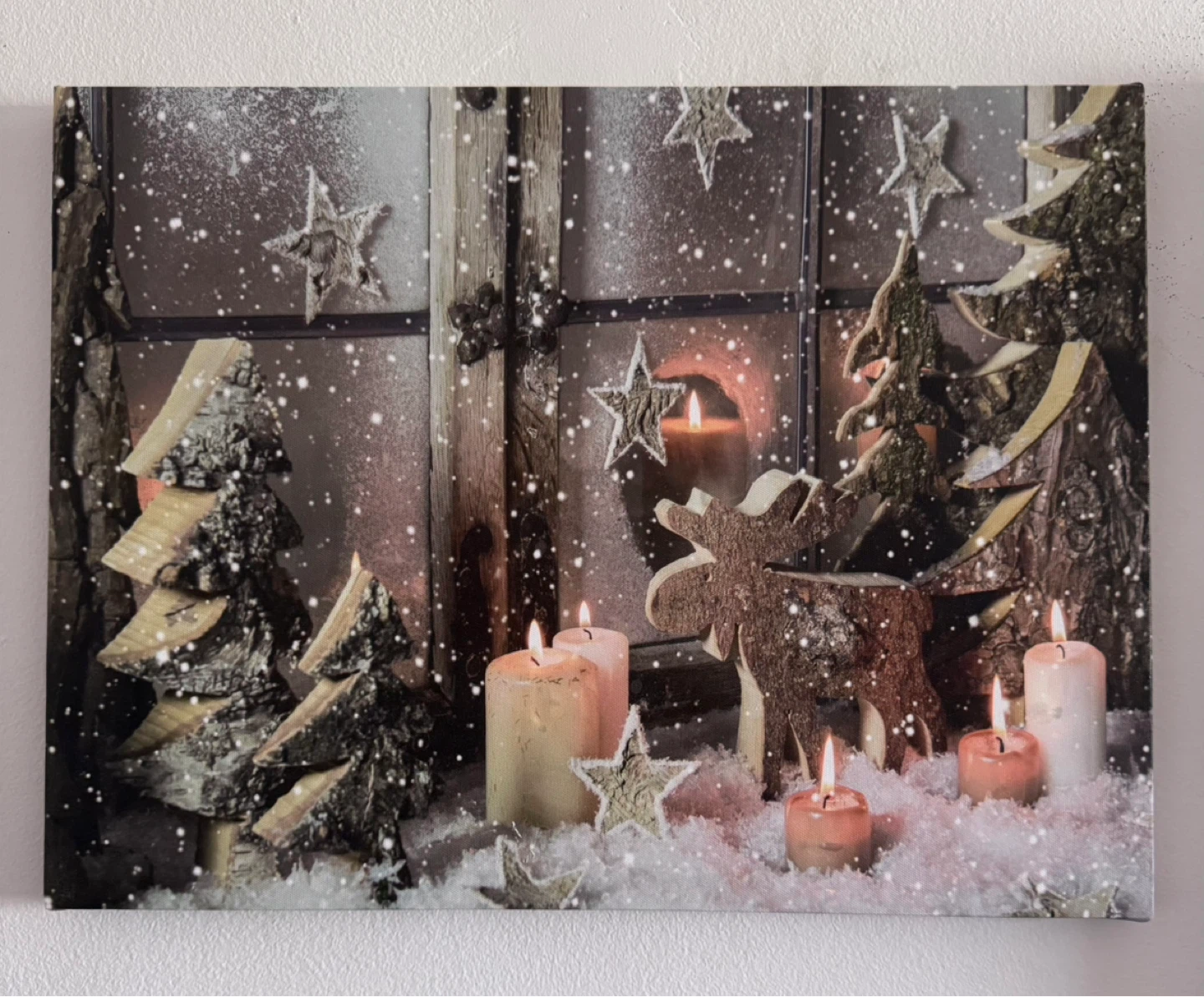 Light-up Christmas Wall Art with Moose and Trees