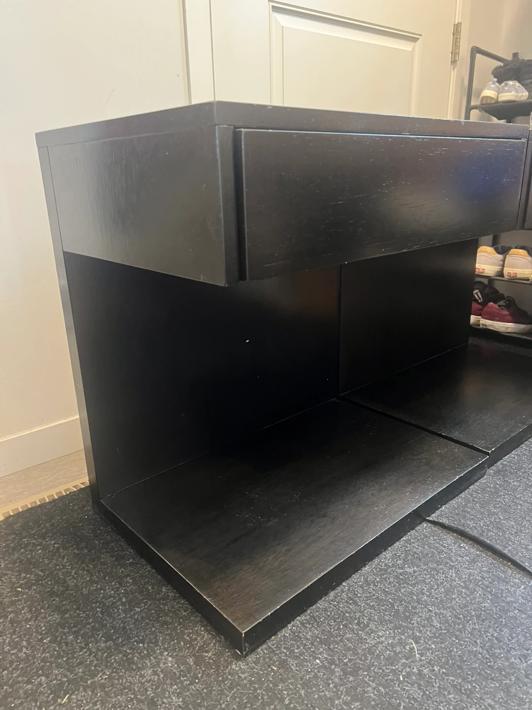 Pair of Dark Brown Modern Nightstands with Drawer - photo 5